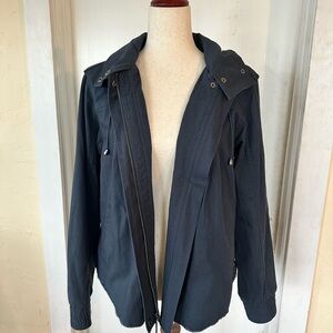 Peace Love World Navy Blue Zip Up Cotton Fly Away Jacket Size S